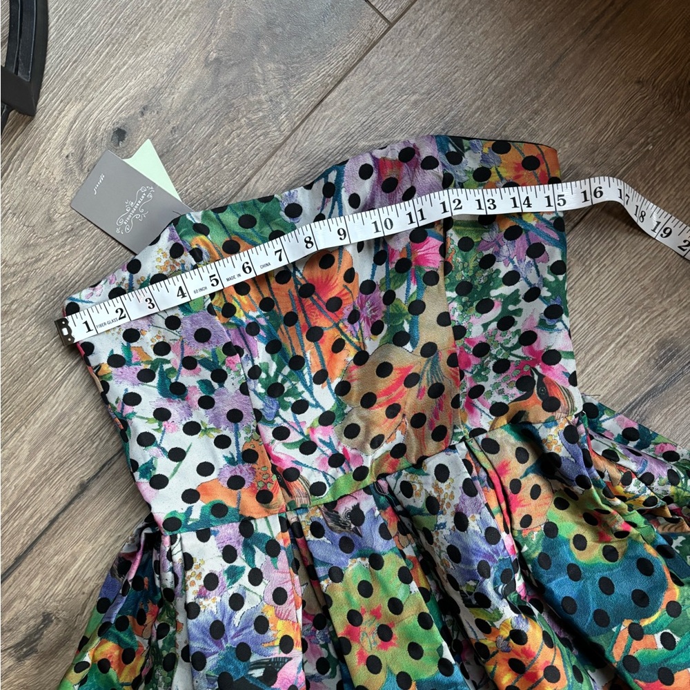 NEW ✨Anthropologie COREY LYNN CALTER Floral Polka Dot Strapless Dress 4 PROM - Picture 5 of 10